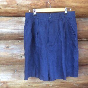 Nordstrom Classic Blue Linen Shorts 80s Vintage Size 14